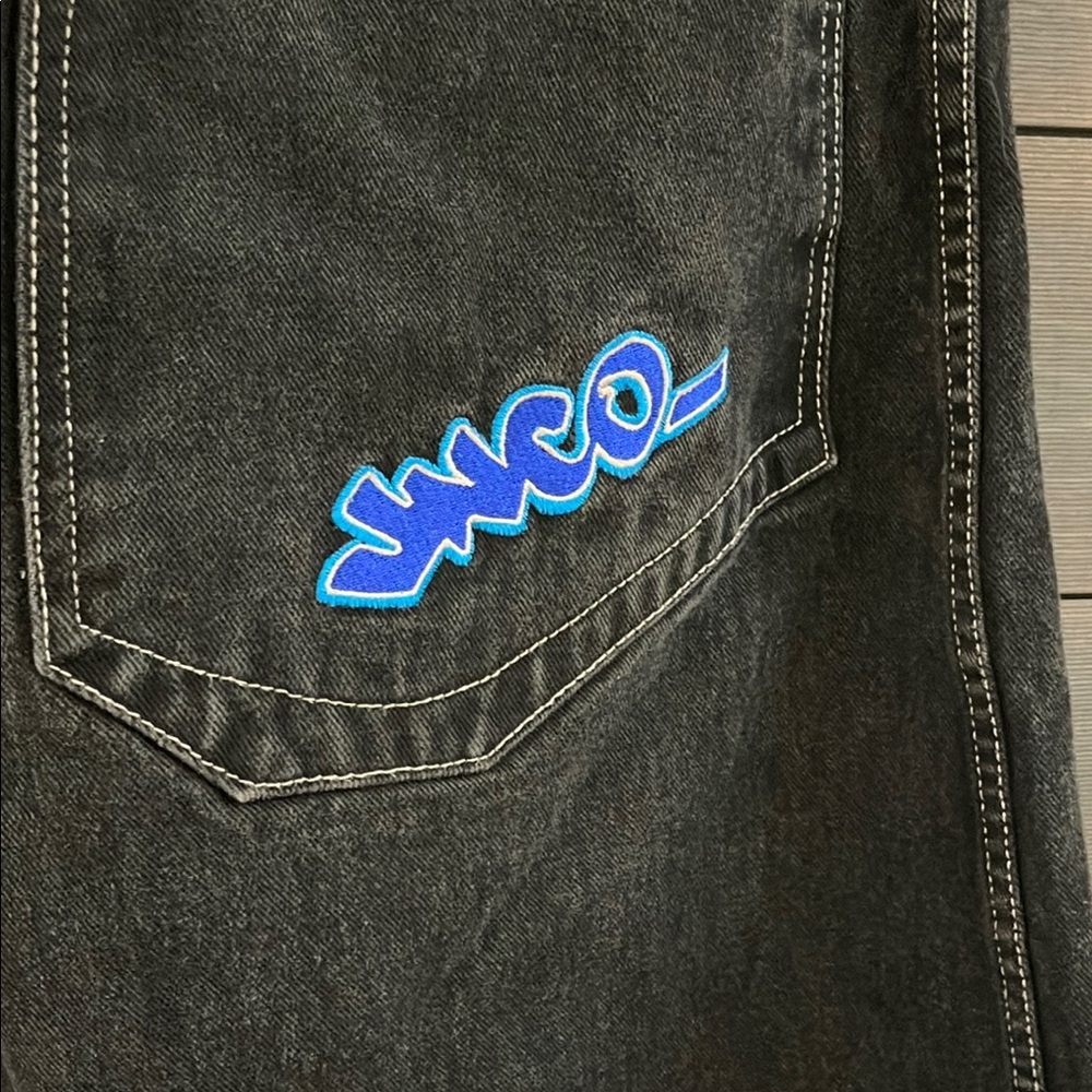 Vintage JNCO Black Wide-Leg Jeans with JNCO Embroidery - Picture 5 of 8